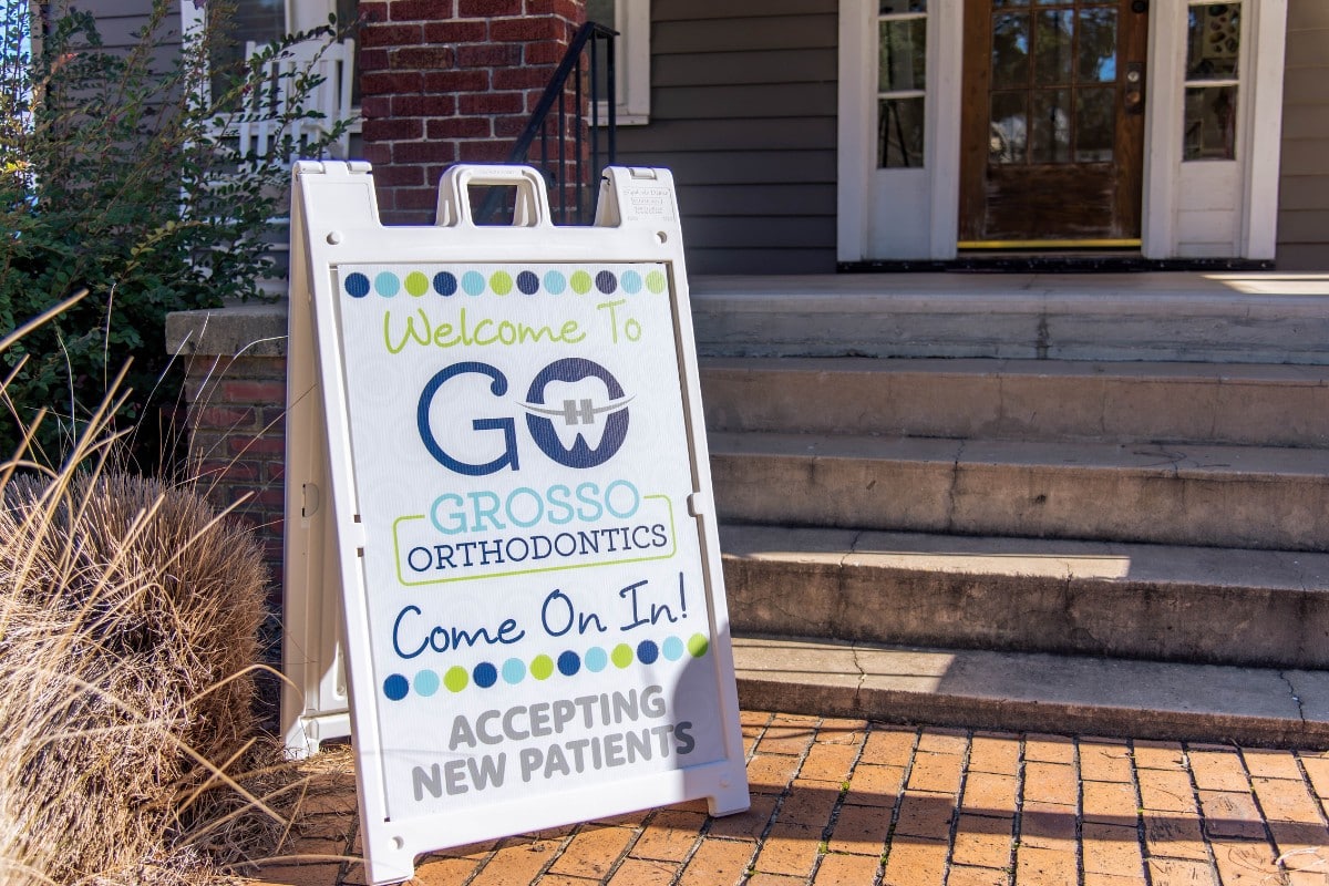Grosso-orthodontics-georgetown-new-patient-sign Grosso orthodontics welcome sign for new patients at the georgetown, sc orthodontic office.