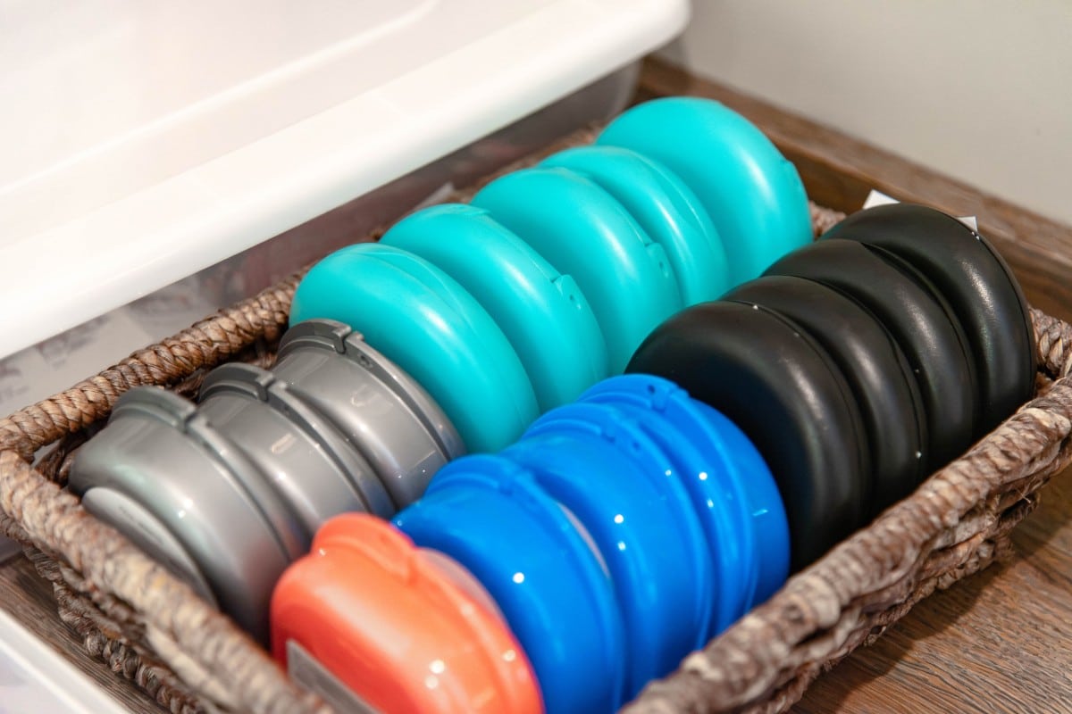 Grosso-orthodontics-georgetown-retainer-cases Colorful retainer cases at grosso orthodontics in georgetown, sc for orthodontic patients.